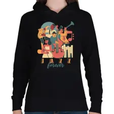PRINTFASHION Jazz forever - Női kapucnis pulóver - Fekete női pulóver, kardigán