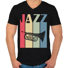 PRINTFASHION Jazz music - Férfi V-nyakú póló - Fekete férfi póló