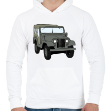 PRINTFASHION Jeep - Férfi kapucnis pulóver - Fehér férfi pulóver, kardigán