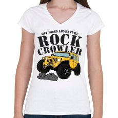 PRINTFASHION Jeep - Női V-nyakú póló - Fehér