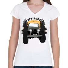 PRINTFASHION Jeep - Női V-nyakú póló - Fehér női póló