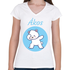 PRINTFASHION Jegesmaci névvel - Női V-nyakú póló - Fehér női póló