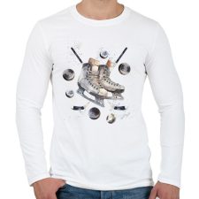 PRINTFASHION Jéghoki - Férfi hosszú ujjú póló - Fehér férfi póló