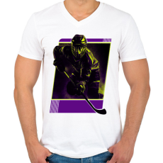 PRINTFASHION Jéghokis - Férfi V-nyakú póló - Fehér