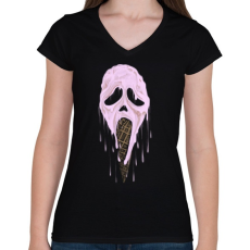 PRINTFASHION Jégsikoly - Női V-nyakú póló - Fekete