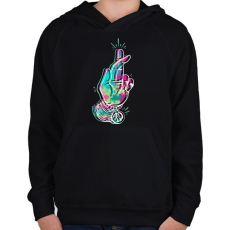 PRINTFASHION Jelzés - Gyerek kapucnis pulóver - Fekete