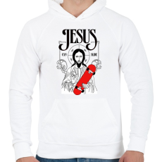 PRINTFASHION Jesus can slide - Férfi kapucnis pulóver - Fehér