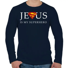 PRINTFASHION Jesus - Férfi hosszú ujjú póló - Sötétkék