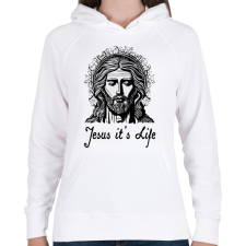 PRINTFASHION jesus its life - Női kapucnis pulóver - Fehér női pulóver, kardigán