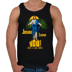 PRINTFASHION jesus loves you but im not - Férfi atléta - Fekete