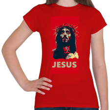 PRINTFASHION JESUS - Női póló - Piros női póló