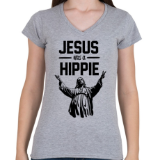 PRINTFASHION Jesus was - Női V-nyakú póló - Sport szürke