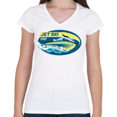 PRINTFASHION Jet-ski - Női V-nyakú póló - Fehér