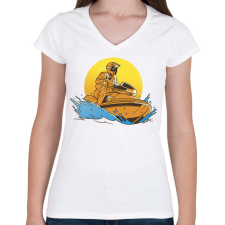 PRINTFASHION Jetski - Női V-nyakú póló - Fehér női póló