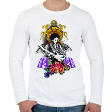 PRINTFASHION Jimi Hendrix - Férfi hosszú ujjú póló - Fehér férfi póló