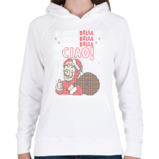 PRINTFASHION Jingle bell Bella Ciao - Női kapucnis pulóver - Fehér női pulóver, kardigán