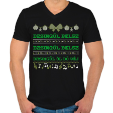 PRINTFASHION JINGLE BELLS 3 - Férfi V-nyakú póló - Fekete férfi póló