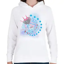 PRINTFASHION JINX - Női kapucnis pulóver - Fehér női pulóver, kardigán
