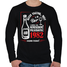 PRINTFASHION Jó bor palackozva - Évszámmal (fehér) - Férfi hosszú ujjú póló - Fekete