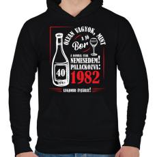 PRINTFASHION Jó bor palackozva - Évszámmal (fehér) - Férfi kapucnis pulóver - Fekete