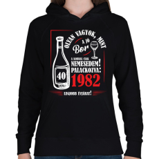PRINTFASHION Jó bor palackozva - Évszámmal (fehér) - Női kapucnis pulóver - Fekete
