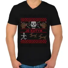 PRINTFASHION JÓ KUTYA HALLOWEEN - Férfi V-nyakú póló - Fekete férfi póló