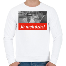 PRINTFASHION Jó metrózást - Férfi pulóver - Fehér férfi pulóver, kardigán