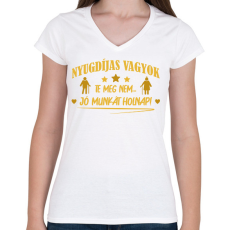 PRINTFASHION Jó munkát holnap! - Női V-nyakú póló - Fehér