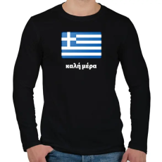 PRINTFASHION Jó napot Görögül - Férfi hosszú ujjú póló - Fekete