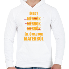 PRINTFASHION Jó vagyok matekból - Férfi kapucnis pulóver - Fehér