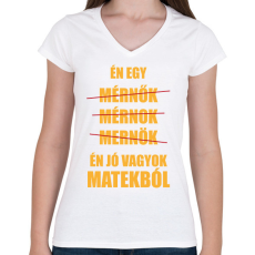 PRINTFASHION Jó vagyok matekból - Női V-nyakú póló - Fehér