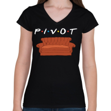 PRINTFASHION Jóbarátok - Női V-nyakú póló - Fekete női póló