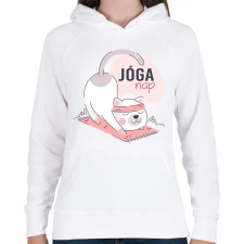 PRINTFASHION Jóga nap - Női kapucnis pulóver - Fehér női pulóver, kardigán