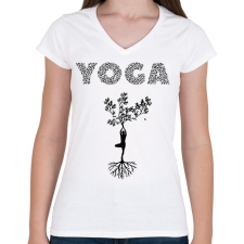 PRINTFASHION Jóga - Női V-nyakú póló - Fehér női póló