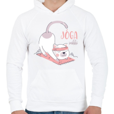 PRINTFASHION Jóga örökké - Cicás - Férfi kapucnis pulóver - Fehér