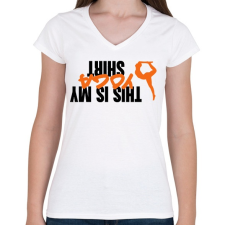 PRINTFASHION Jóga póló - Női V-nyakú póló - Fehér női póló