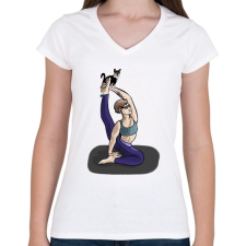 PRINTFASHION Jóga póz - Női V-nyakú póló - Fehér női póló