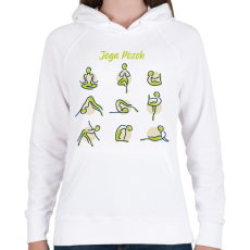 PRINTFASHION Jóga pózok - Női kapucnis pulóver - Fehér
