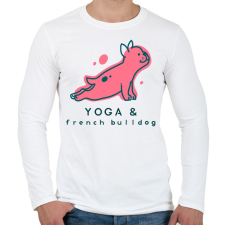 PRINTFASHION Jógázó francia bulldog - Férfi hosszú ujjú póló - Fehér férfi póló