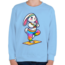 PRINTFASHION Jógázó nyuszi - Gyerek pulóver - Világoskék