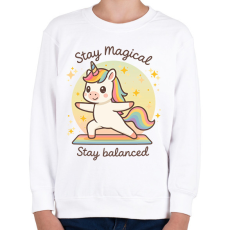PRINTFASHION Jógázó unikornis - Gyerek pulóver - Fehér