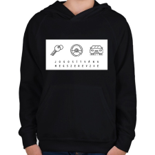 PRINTFASHION Jogosítvány megszerezve - Gyerek kapucnis pulóver - Fekete gyerek pulóver, kardigán