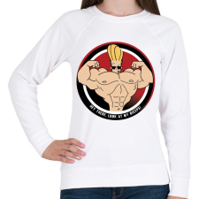 PRINTFASHION Johhny Bravo - Női pulóver - Fehér női pulóver, kardigán