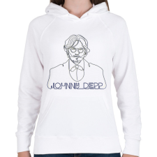 PRINTFASHION Johhny Depp - Vonalas - Női kapucnis pulóver - Fehér női pulóver, kardigán