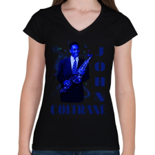 PRINTFASHION john coltrane - Női V-nyakú póló - Fekete női póló