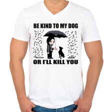 PRINTFASHION John Wick dog - Férfi V-nyakú póló - Fehér férfi póló