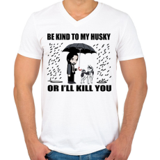 PRINTFASHION John Wick Husky  - Férfi V-nyakú póló - Fehér