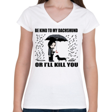 PRINTFASHION John Wick tacskó  - Női V-nyakú póló - Fehér
