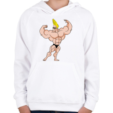 PRINTFASHION Johnny Bravo - Gyerek kapucnis pulóver - Fehér
