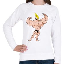 PRINTFASHION Johnny Bravo - Női pulóver - Fehér női pulóver, kardigán